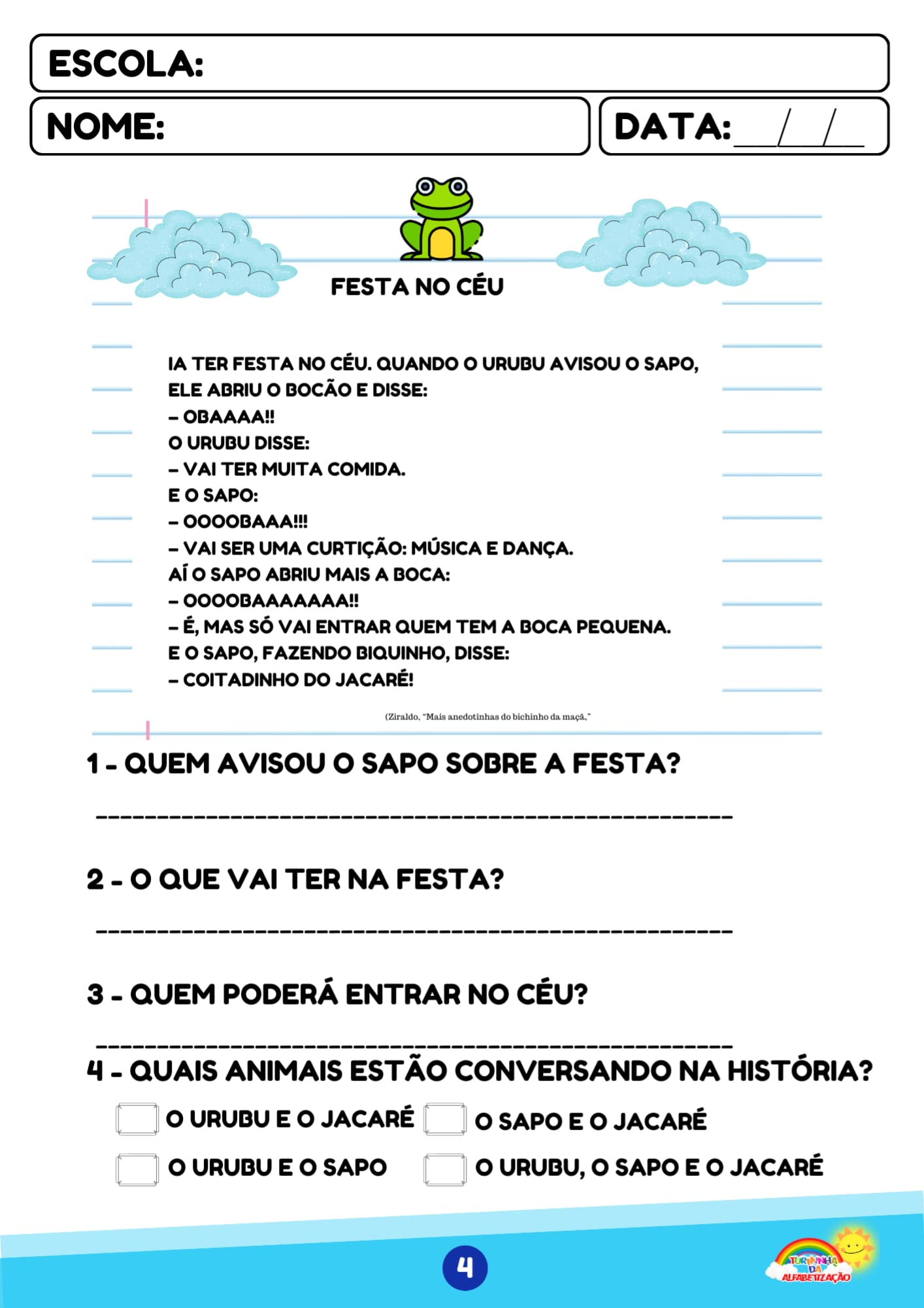 AMOSTRA GRÁTIS - TURMINHA DA ALFABETIZAÇÃO (20)