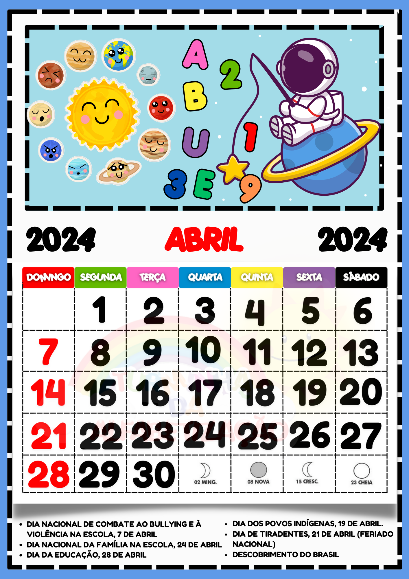 Calendário escolar 2024 datas para celebrar na escola - 15