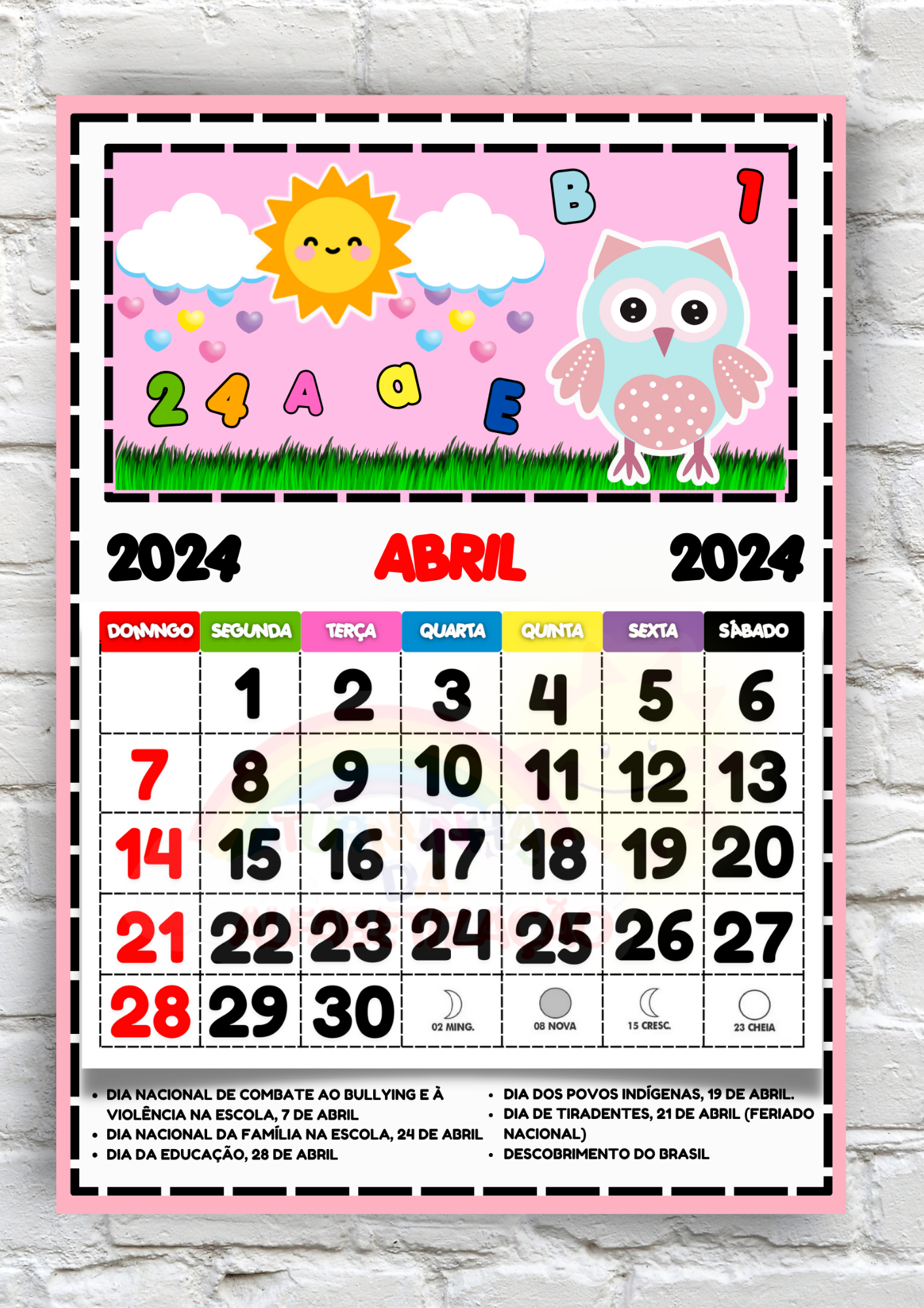 📆 Calendário Escolar de Parede 2024 (Documento (A4)) - 6