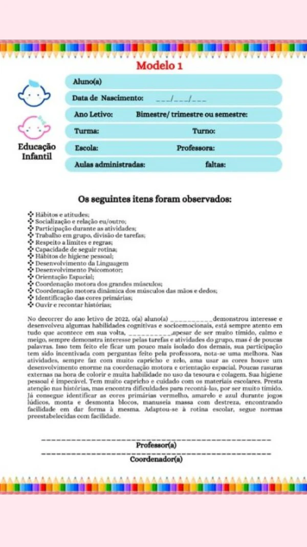 RELATÓRIO DE DESENVOLVIMENTO SEMESTRAL- EDUCAÇÃO INFANTIL 2024 - Imagem 5