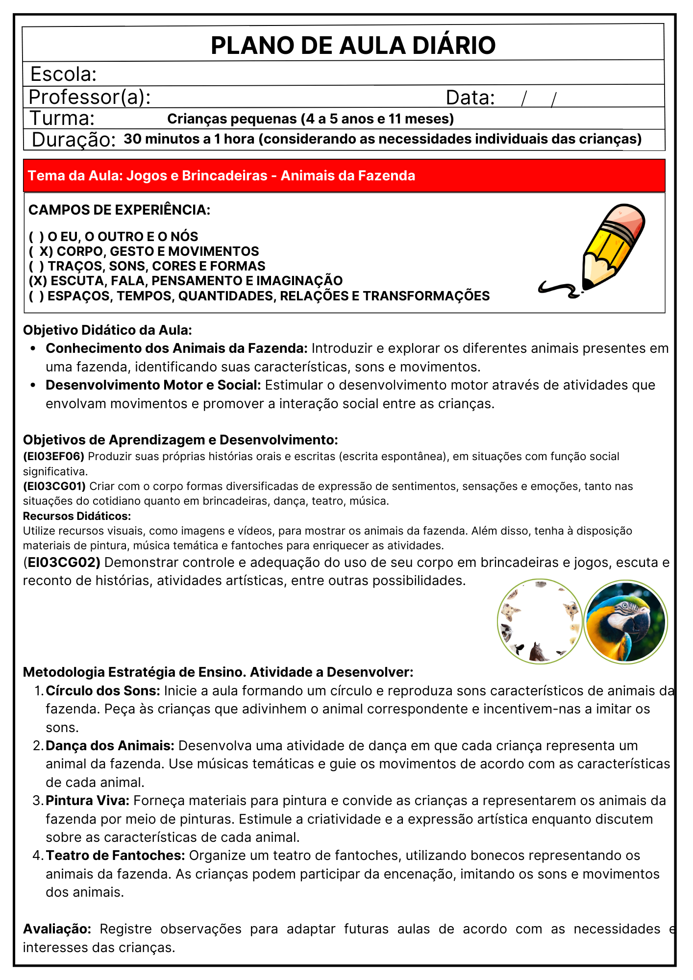 PLANEJAMENTOS DE AULAS DIÁRIOS! PRÉ-ESCOLA I E II.📚⭐✏️ - Imagem 8