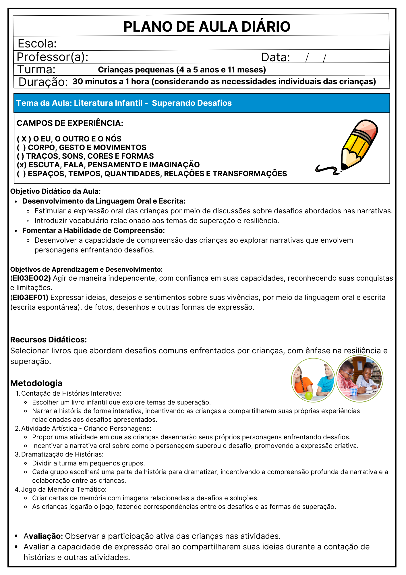 PLANEJAMENTOS DE AULAS DIÁRIOS! PRÉ-ESCOLA I E II.📚⭐✏️ - Imagem 10