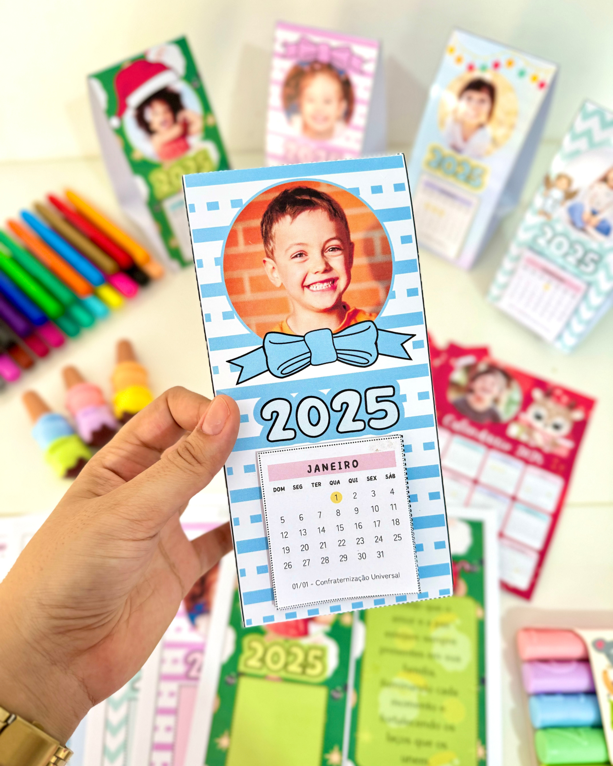 Calendários de Mesa 2025 Personalizáveis com Foto da Criança - Imagem 6
