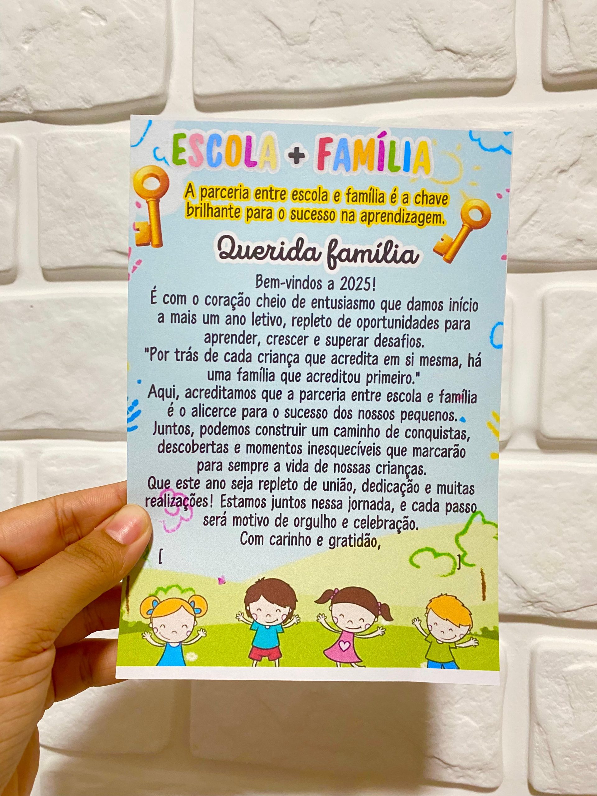 KIT LEMBRANCINHA REUNIÃO DE PAIS: ESCOLA + FAMÍLIA, A CHAVE DO SUCESSO! - Imagem 2