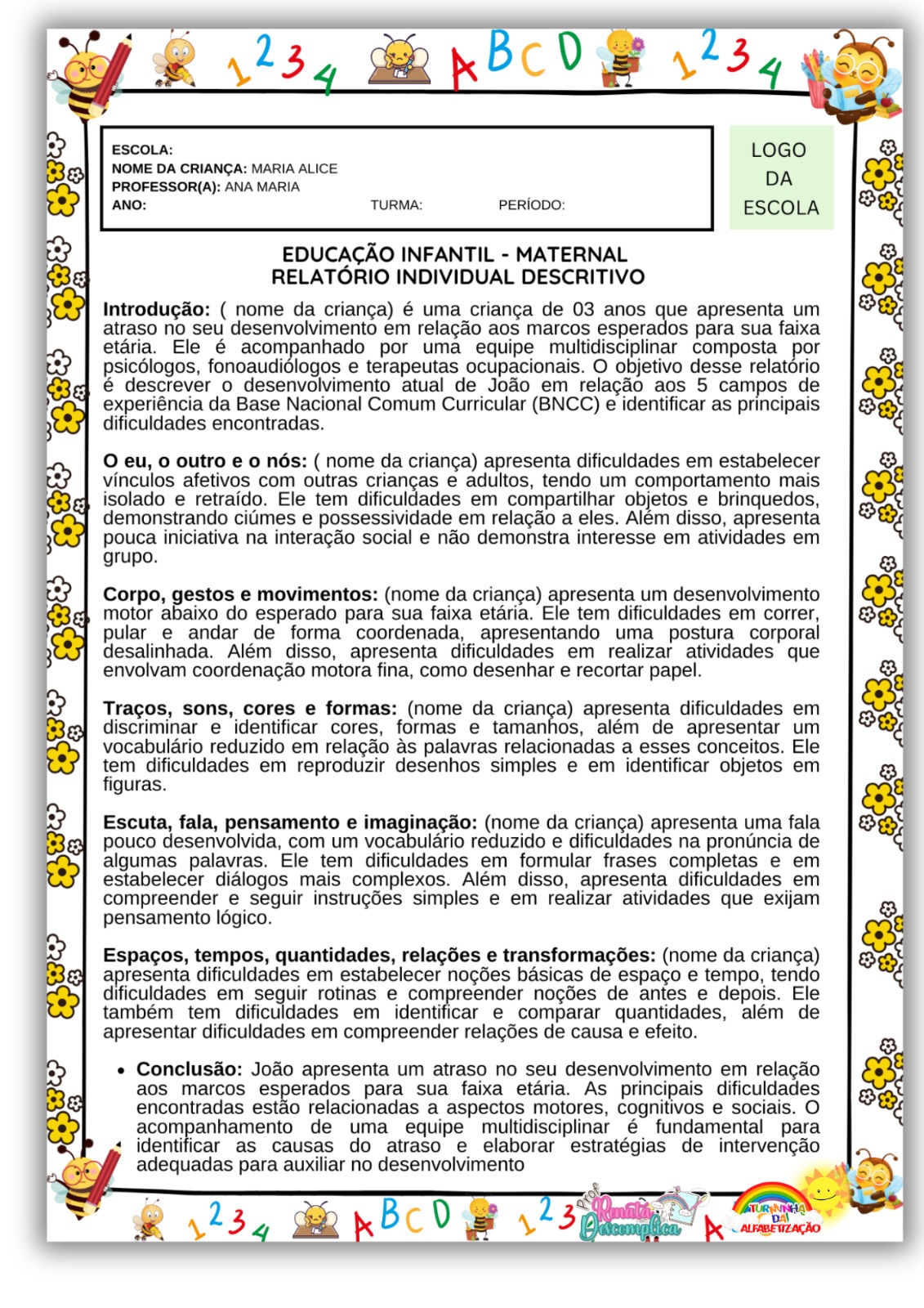 RELATÓRIO DE DESENVOLVIMENTO – EDUCAÇÃO INFANTIL E EDUCAÇÃO ESPECIAL | ATUALIZADO 2025 - Imagem 3