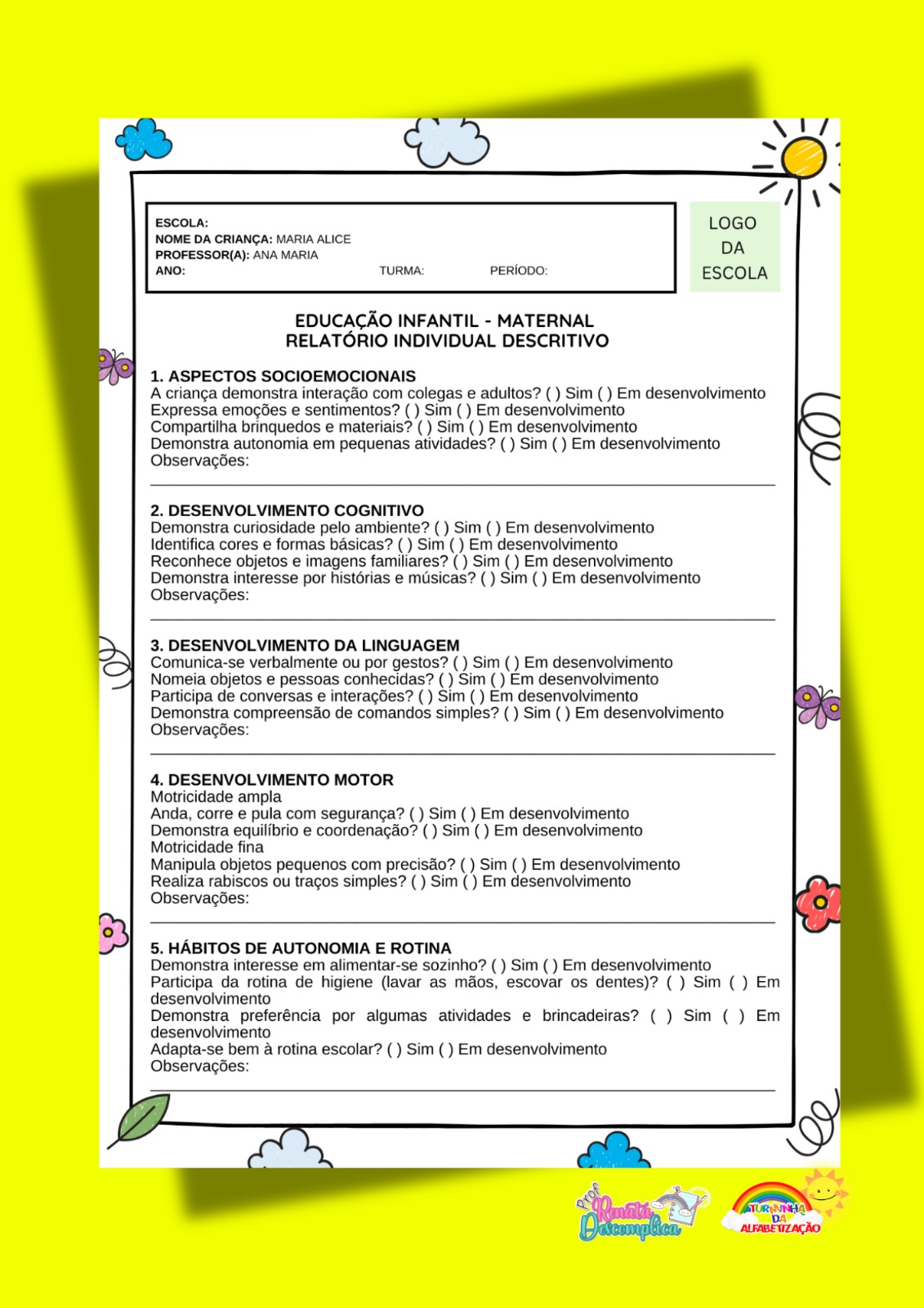 RELATÓRIO DE DESENVOLVIMENTO – EDUCAÇÃO INFANTIL E EDUCAÇÃO ESPECIAL | ATUALIZADO 2025 - Imagem 8