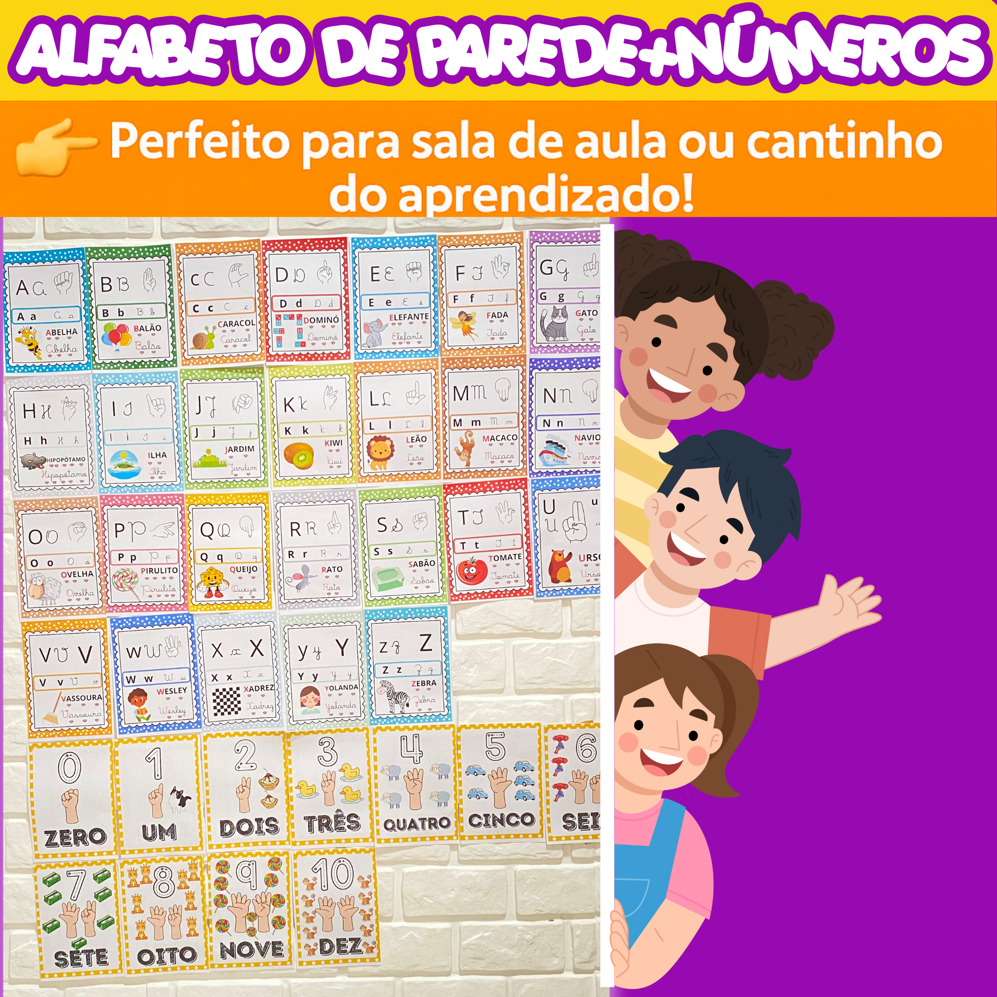 COMBO ALFABETO DE PAREDE + NÚMEROS EM PDF