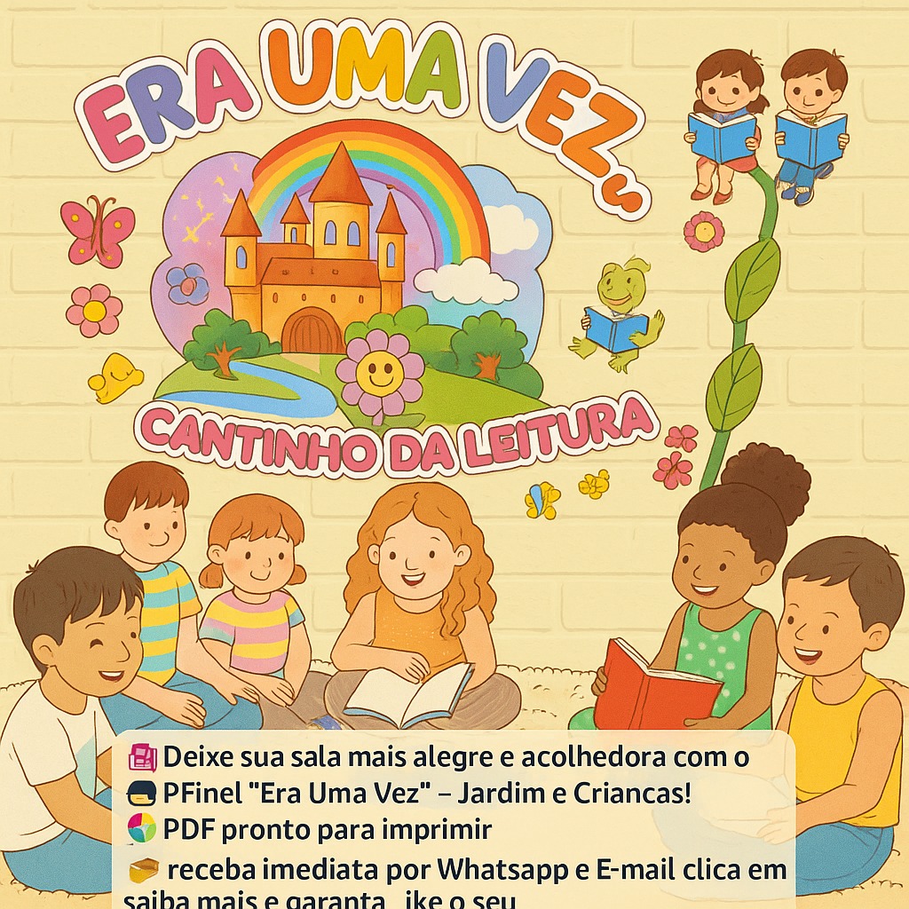 PAINEL ERA UMA VEZ – CANTINHO DA LEITURA | TEMA JARDIM E CRIANÇAS - Imagem 2