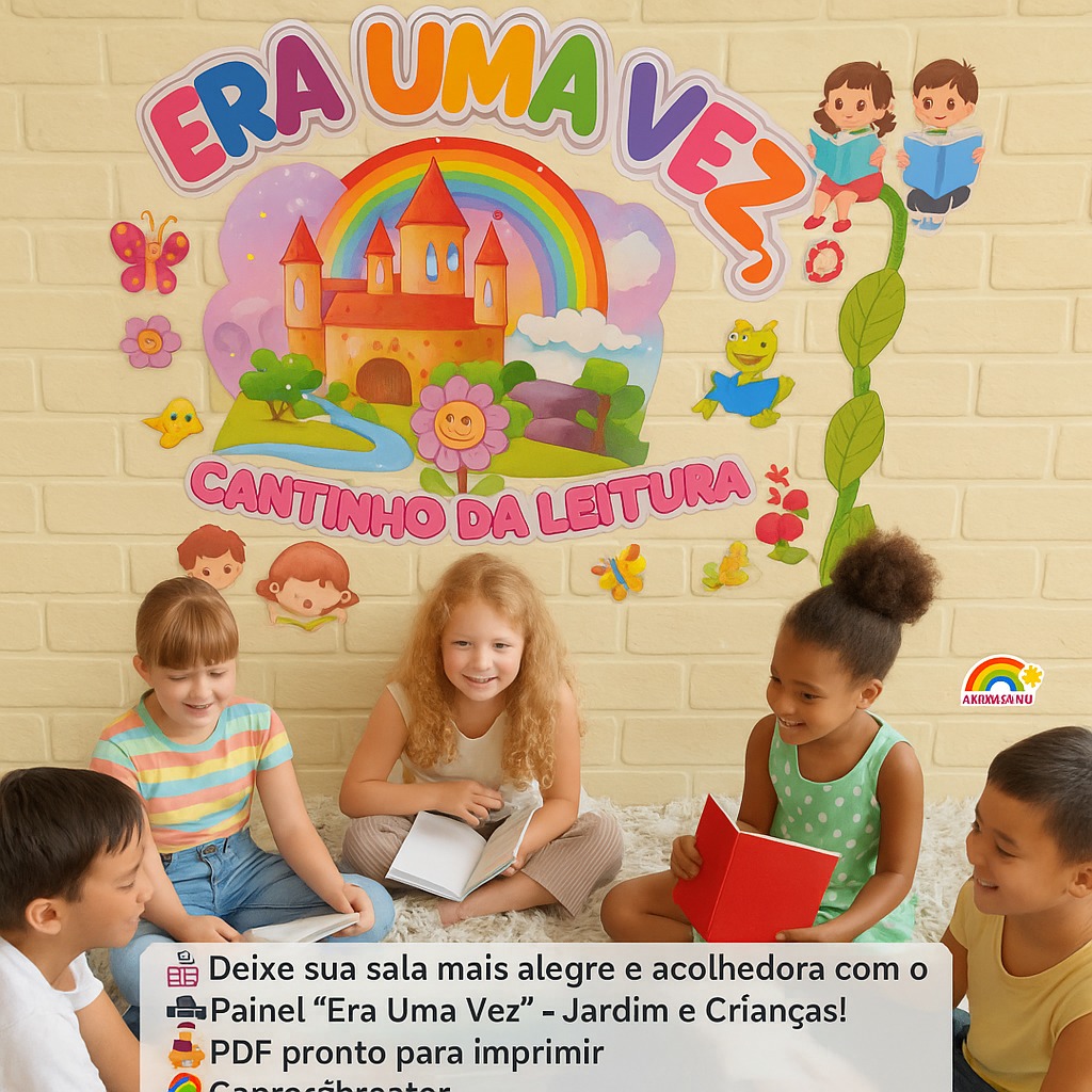 PAINEL ERA UMA VEZ – CANTINHO DA LEITURA | TEMA JARDIM E CRIANÇAS - Imagem 8