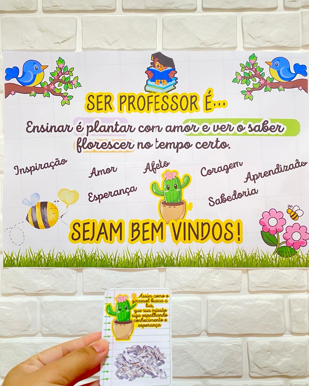 PAINEL + LEMBRANCINHAS DE BOAS-VINDAS PARA PROFESSORES