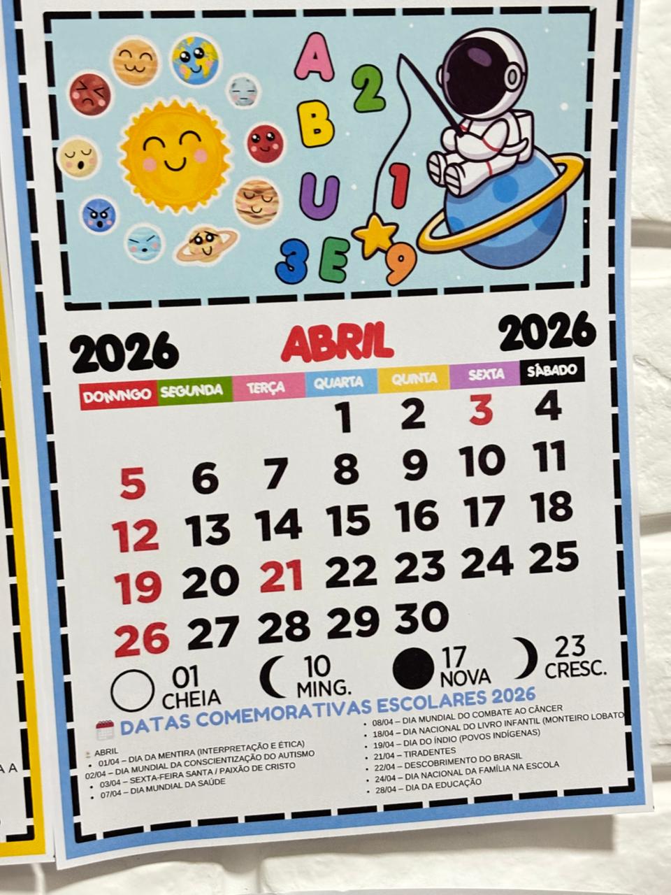 Calendário Escolar de Parede 2026 - Imagem 9