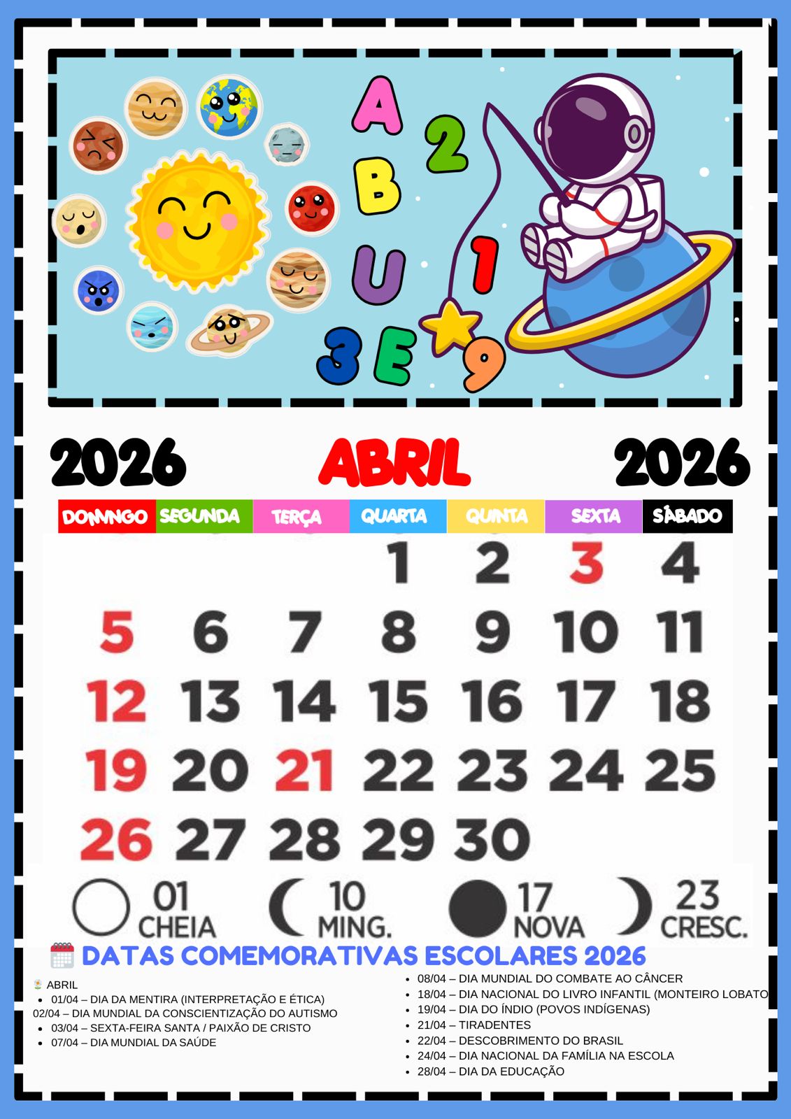 Calendário Escolar de Parede 2026 - Imagem 7