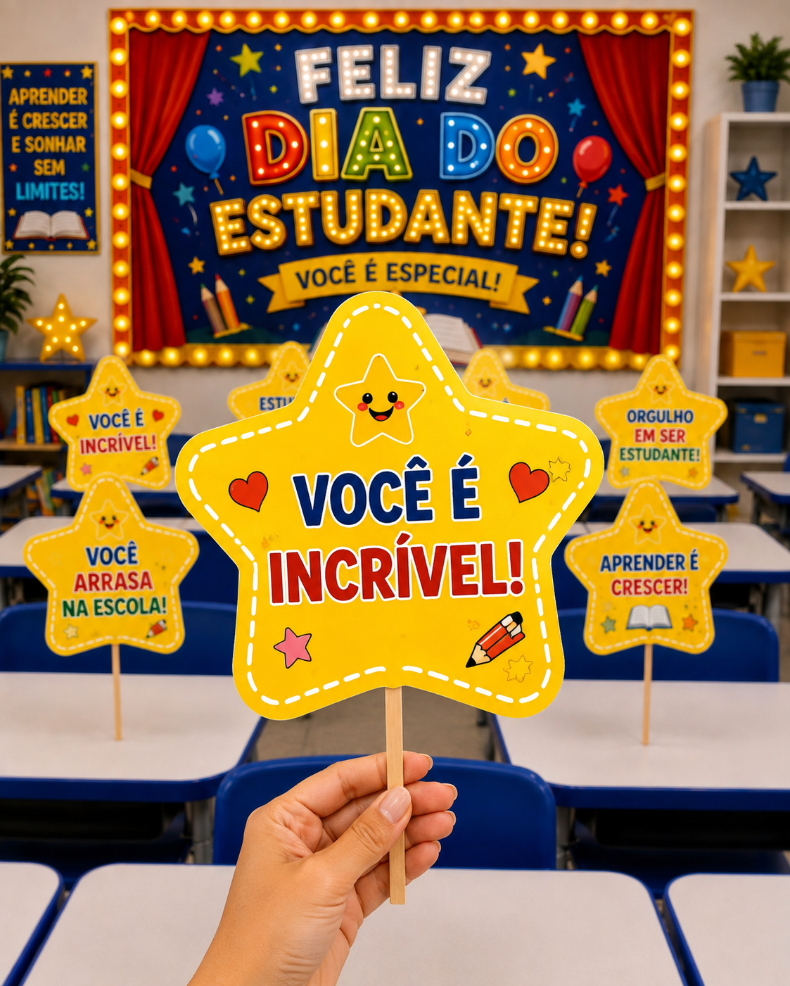 PAINEL + ESTRELAS COM FRASES DE INCENTIVO – CELEBRE O DIA DO ESTUDANTE - Imagem 2